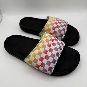 Vans Off The Wall Checkerboard Slide Sandals Missy Size 4 Multicolor Strap